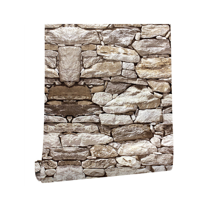 Peel and Stick Rocky Wallpaper Roll Country PVC Wall Art for House Interior, Brown