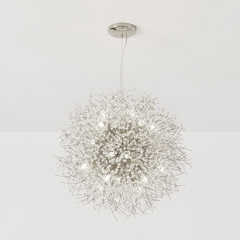 Contemporary Dandelion Hanging Light Metal Silver Finish Pendant Light for Cafe Restaurant