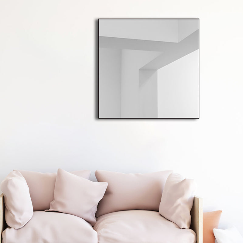 Architecture Interior View Canvas Soft White Minimalism Wall Art Print for Sitting Room