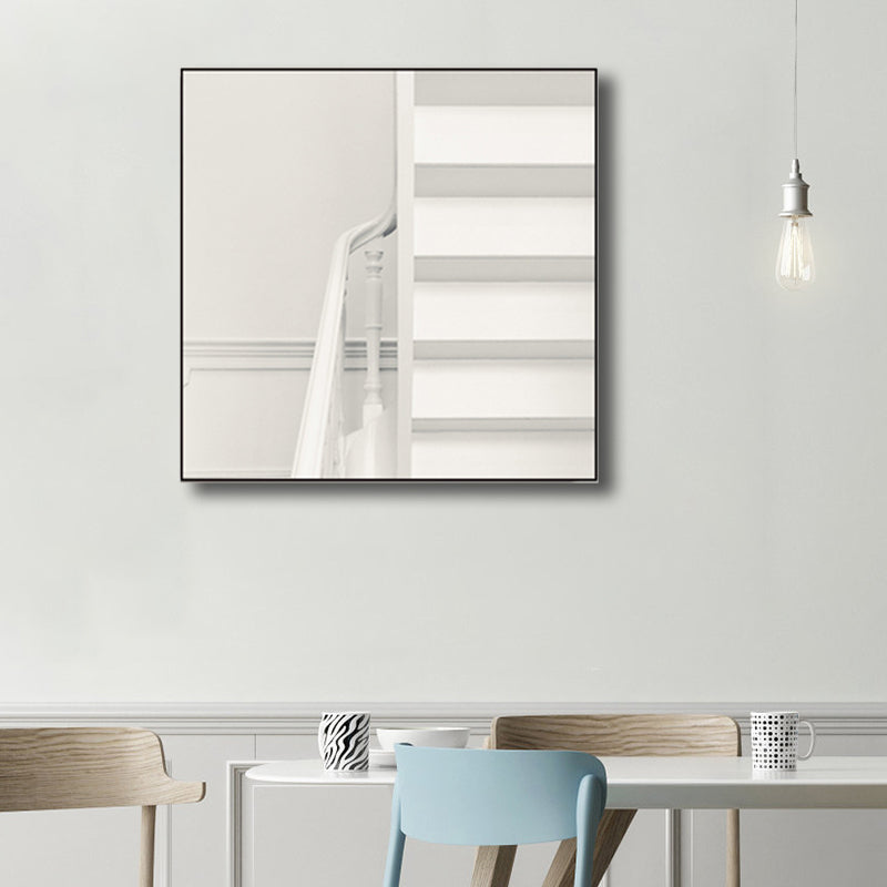 Architecture Interior View Canvas Soft White Minimalism Wall Art Print for Sitting Room