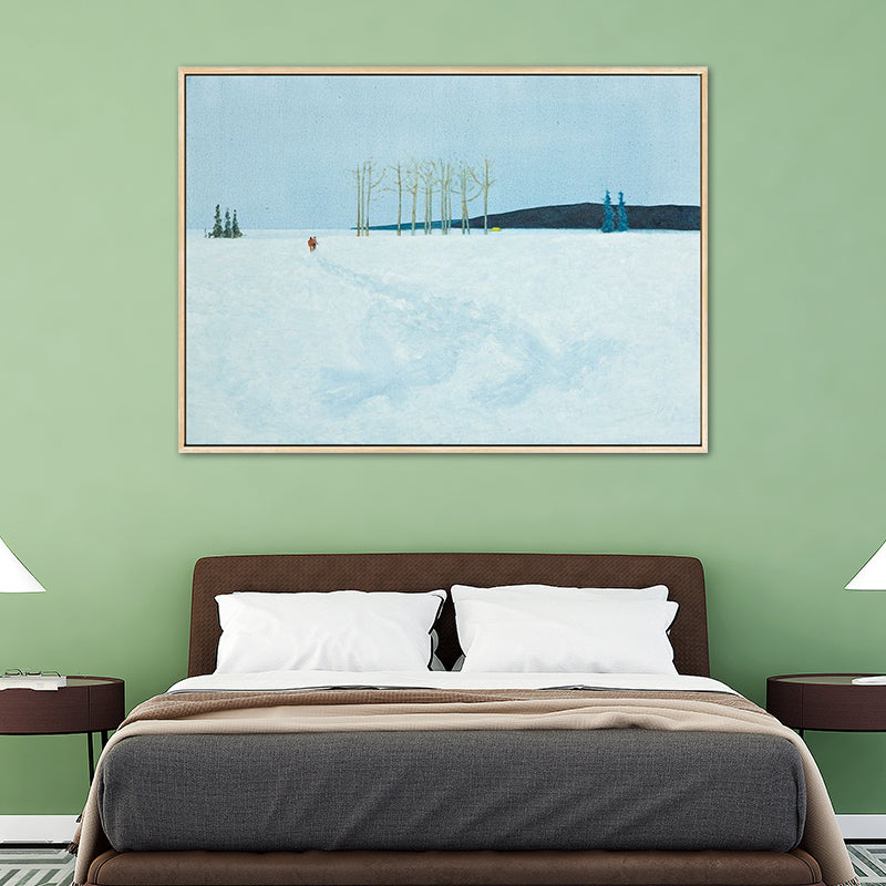 Vast Snow Land Painting Canvas Kids Bedroom Scenery Wall Art Decor in Pastel Color