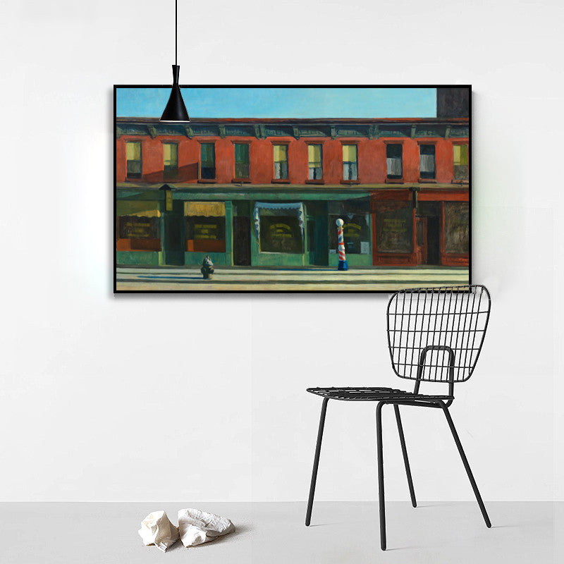 Row-House Oil Painting Art Print Contemporary Art Canvas Wall Decor, Multiple Sizes Options