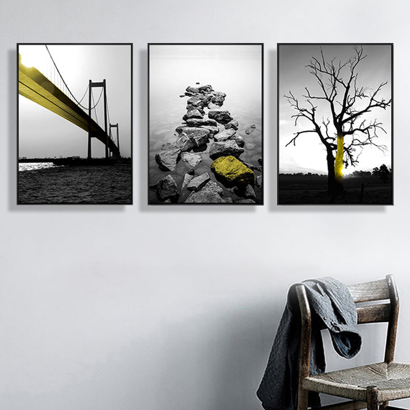 Soft Color Natural Landscape Painting Multi-Piece Art Print for Bedroom, Set of Three