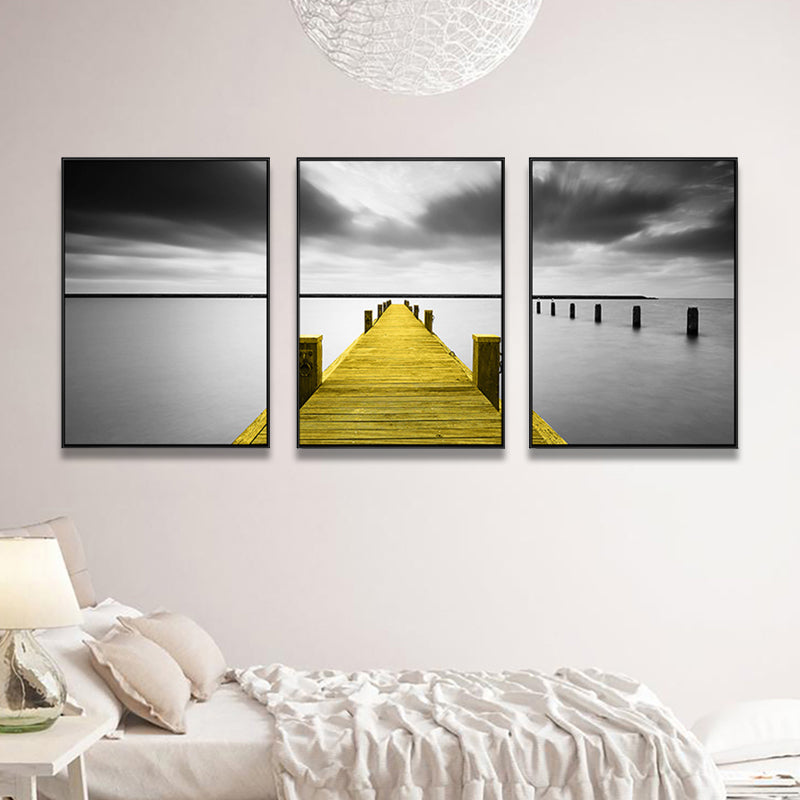 Soft Color Natural Landscape Painting Multi-Piece Art Print for Bedroom, Set of Three