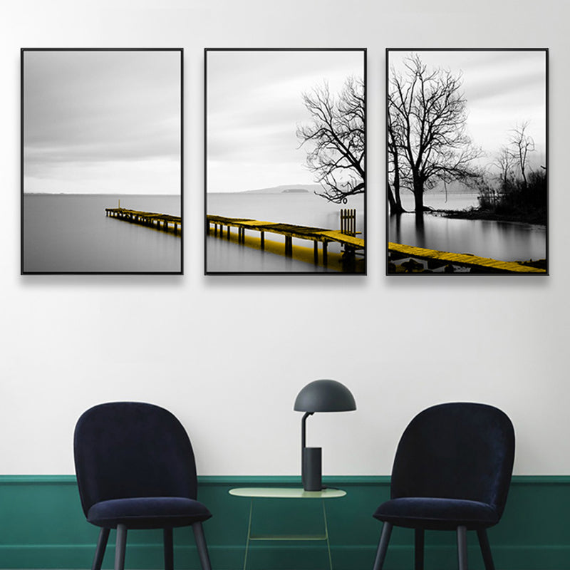 Soft Color Natural Landscape Painting Multi-Piece Art Print for Bedroom, Set of Three