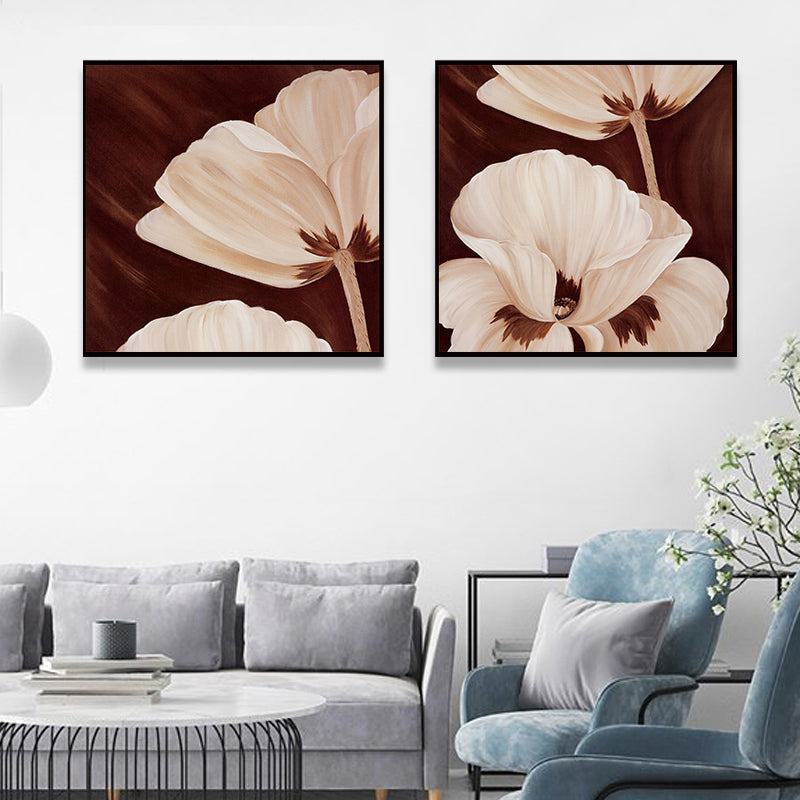 Soft Color Flower Blossom Art Print Textured Modernist Dining Room Canvas, Multiple Sizes