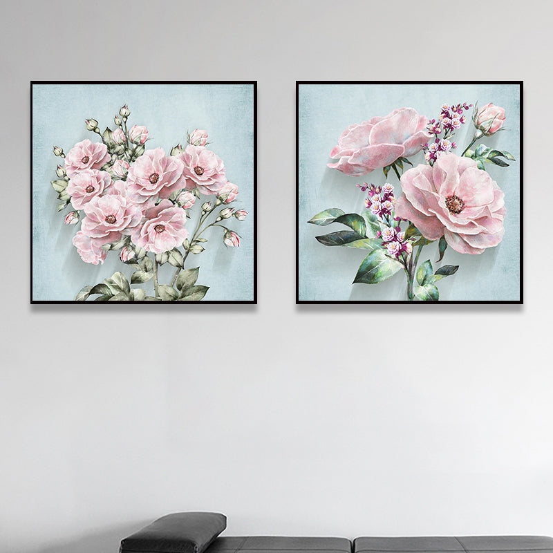 Soft Color Flower Blossom Art Print Textured Modernist Dining Room Canvas, Multiple Sizes