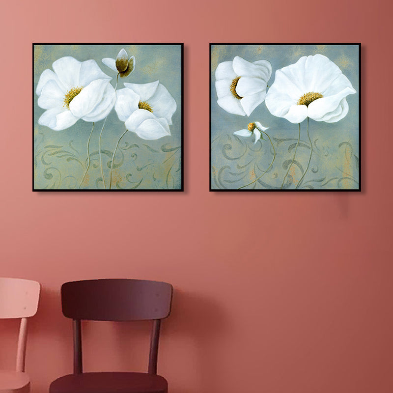 Soft Color Flower Blossom Art Print Textured Modernist Dining Room Canvas, Multiple Sizes