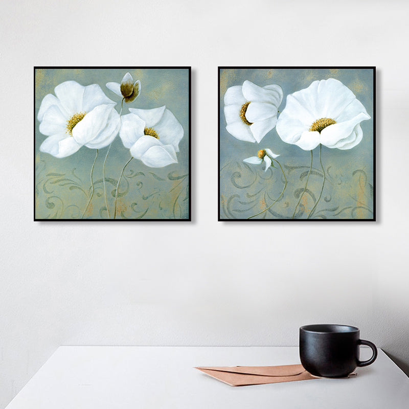 Soft Color Flower Blossom Art Print Textured Modernist Dining Room Canvas, Multiple Sizes