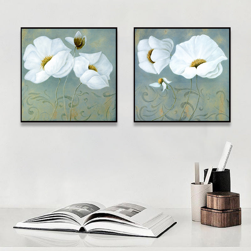 Soft Color Flower Blossom Art Print Textured Modernist Dining Room Canvas, Multiple Sizes