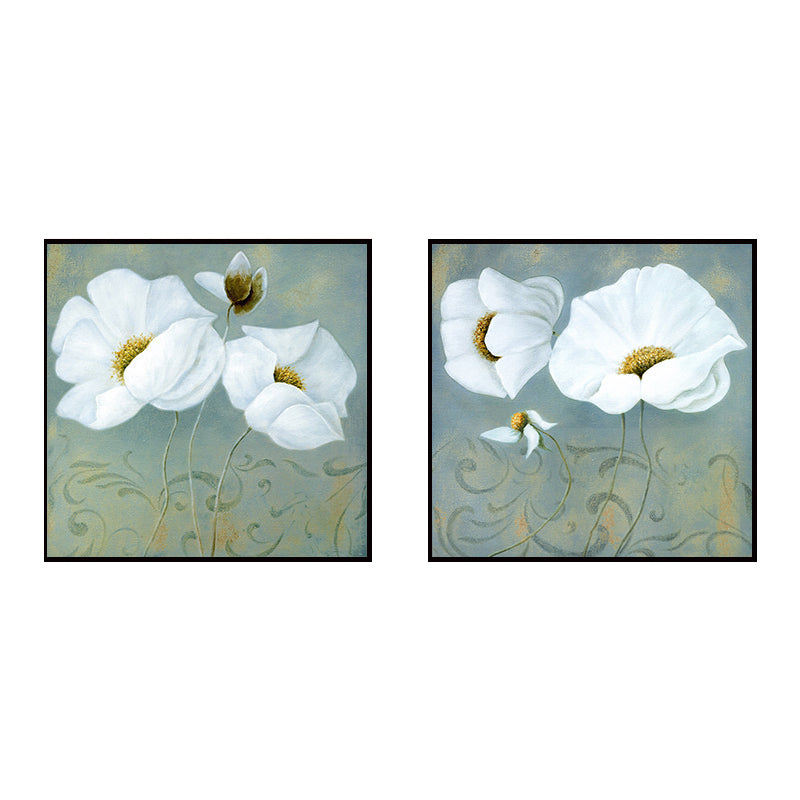 Soft Color Flower Blossom Art Print Textured Modernist Dining Room Canvas, Multiple Sizes