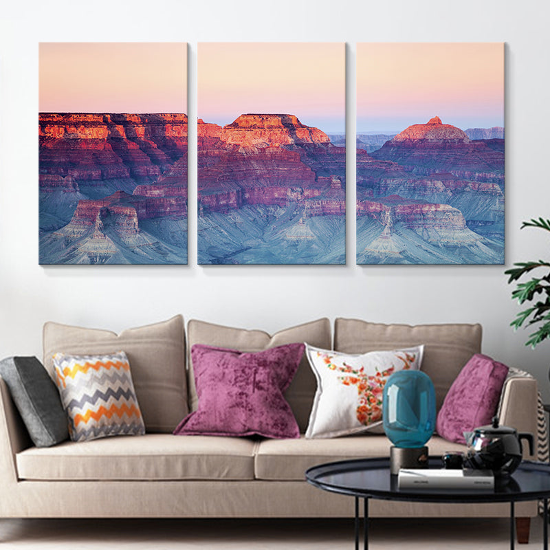 Photography Canvas Modern Style Wall Art Print Mountains Landscape in Pastel Color, Set of Three