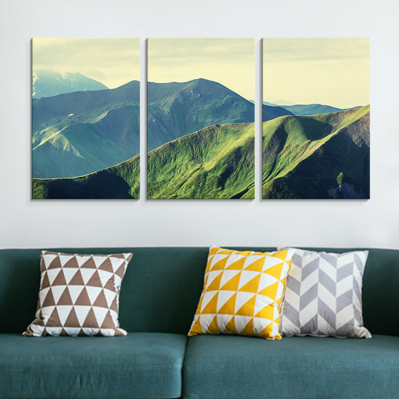 Photography Canvas Modern Style Wall Art Print Mountains Landscape in Pastel Color, Set of Three