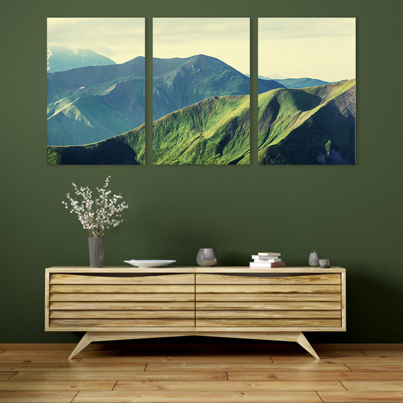 Photography Canvas Modern Style Wall Art Print Mountains Landscape in Pastel Color, Set of Three