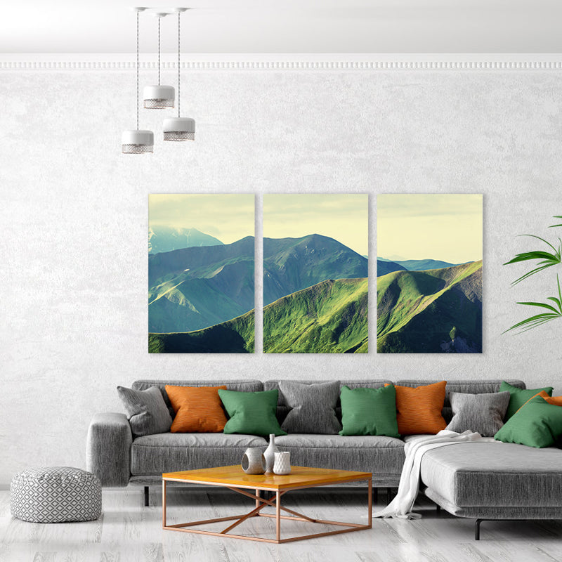 Photography Canvas Modern Style Wall Art Print Mountains Landscape in Pastel Color, Set of Three