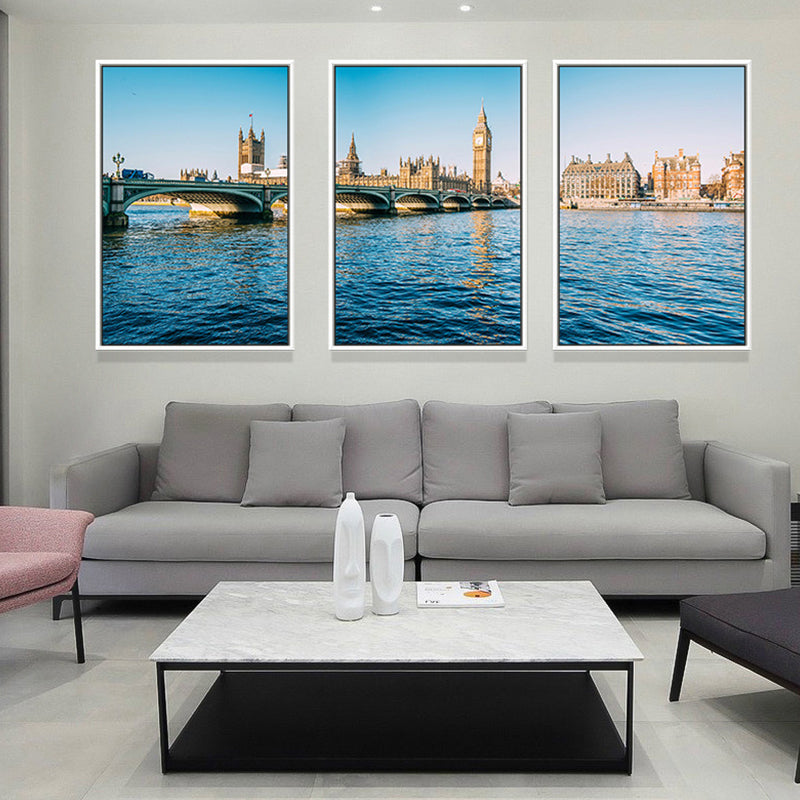 Photography Modern Style Canvas Art Watery City in Blue, Multiple Sizes Available