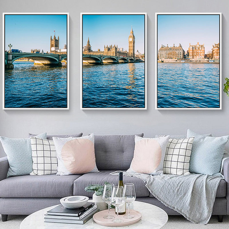 Photography Modern Style Canvas Art Watery City in Blue, Multiple Sizes Available