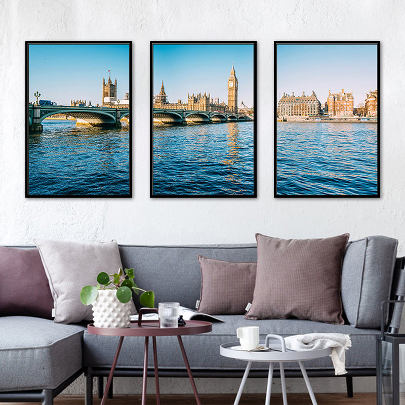 Photography Modern Style Canvas Art Watery City in Blue, Multiple Sizes Available