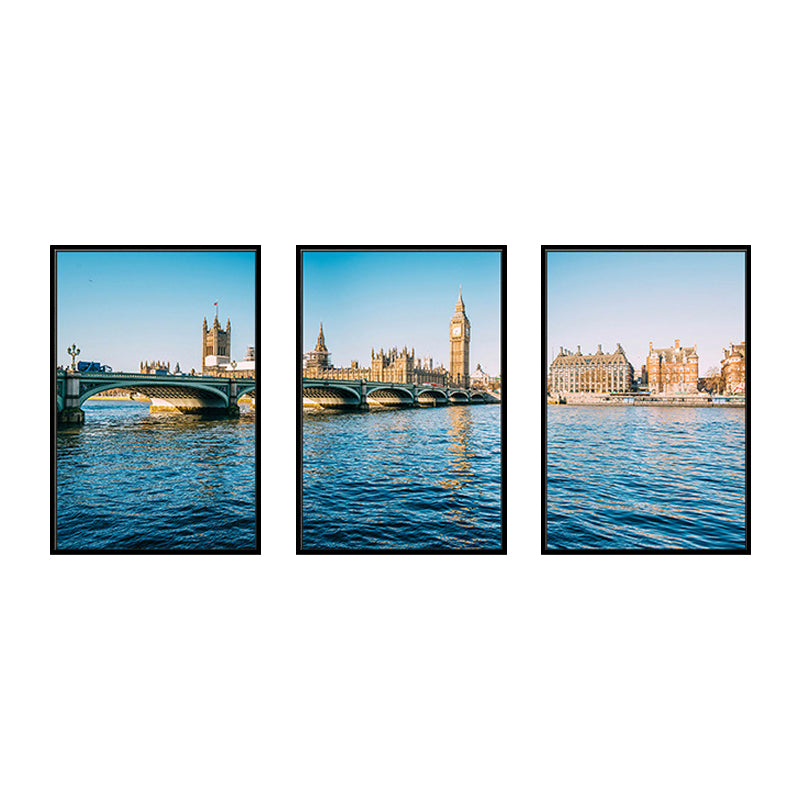 Photography Modern Style Canvas Art Watery City in Blue, Multiple Sizes Available