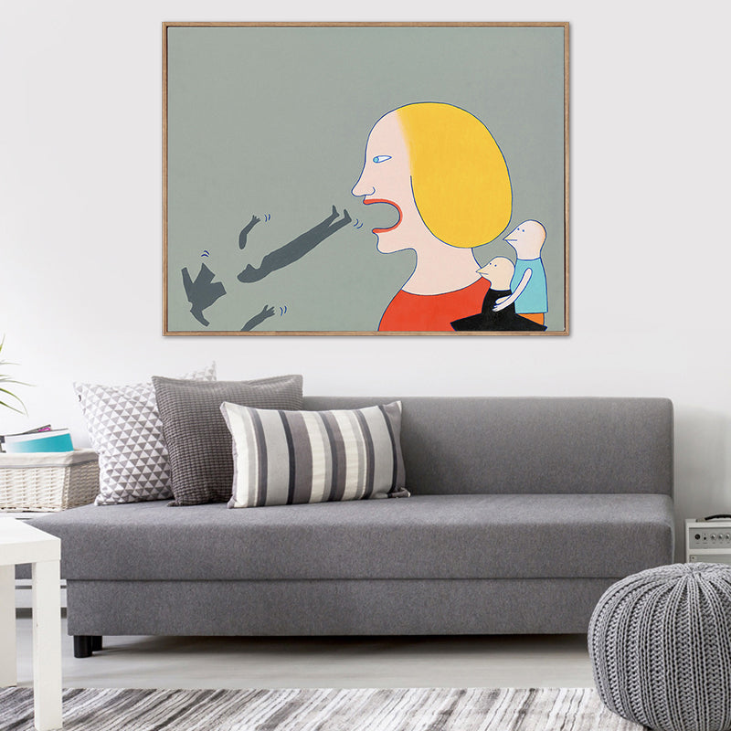 Funny Spoof Painting Canvas Living Room Figure Print Wall Art Decor in Yellow-Red