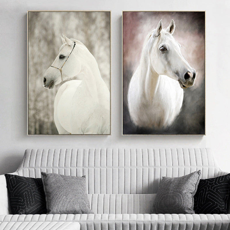 Horse Painting Pastel Color Canvas Wall Art Print Textured, Multiple Sizes Options