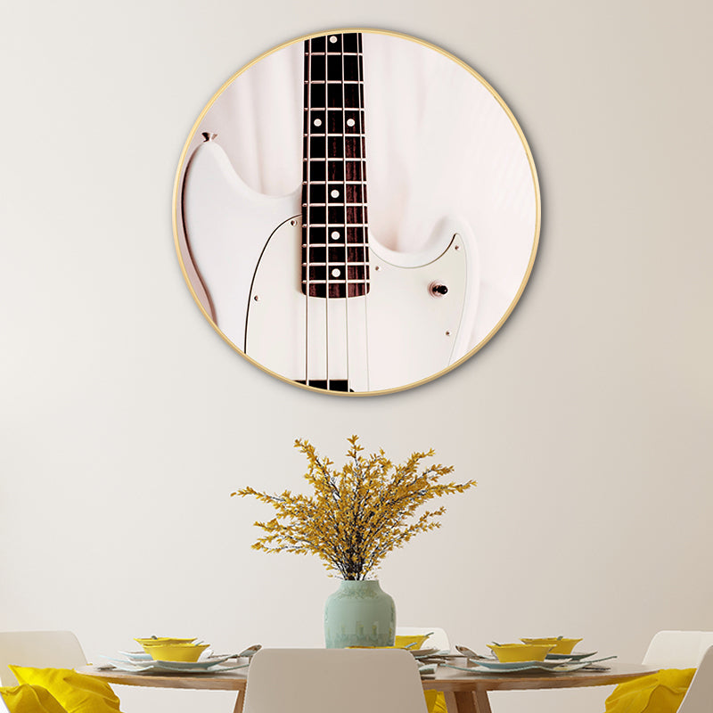 Beige Contemporary Canvas Guitar Painting for Dining Room, Multiple Sizes Options