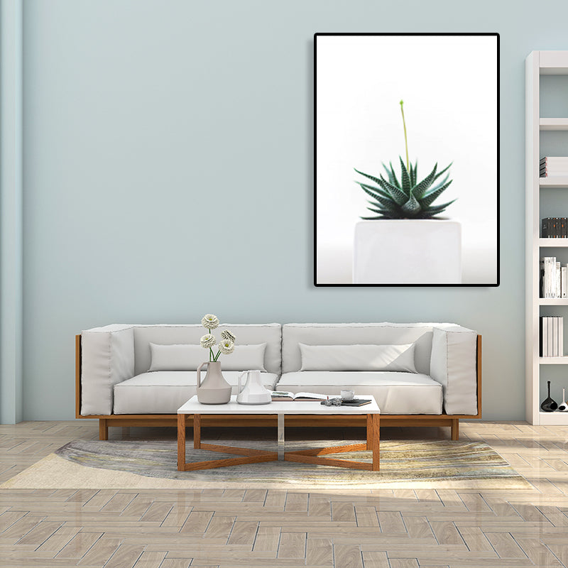 Green Aloe Wall Art Bonsai Modern Style Textured Canvas Print for House Interior