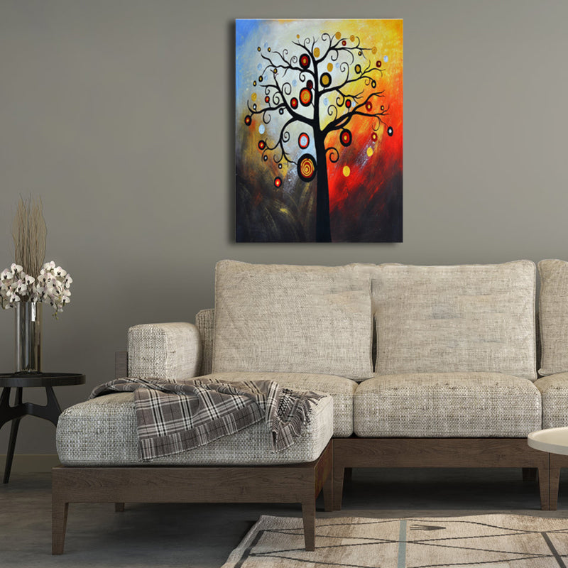 Magical Flower Tree Painting Light Color Modern Art Style Wall Decor for Dining Room