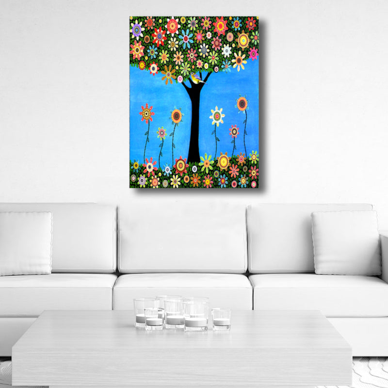 Magical Flower Tree Painting Light Color Modern Art Style Wall Decor for Dining Room