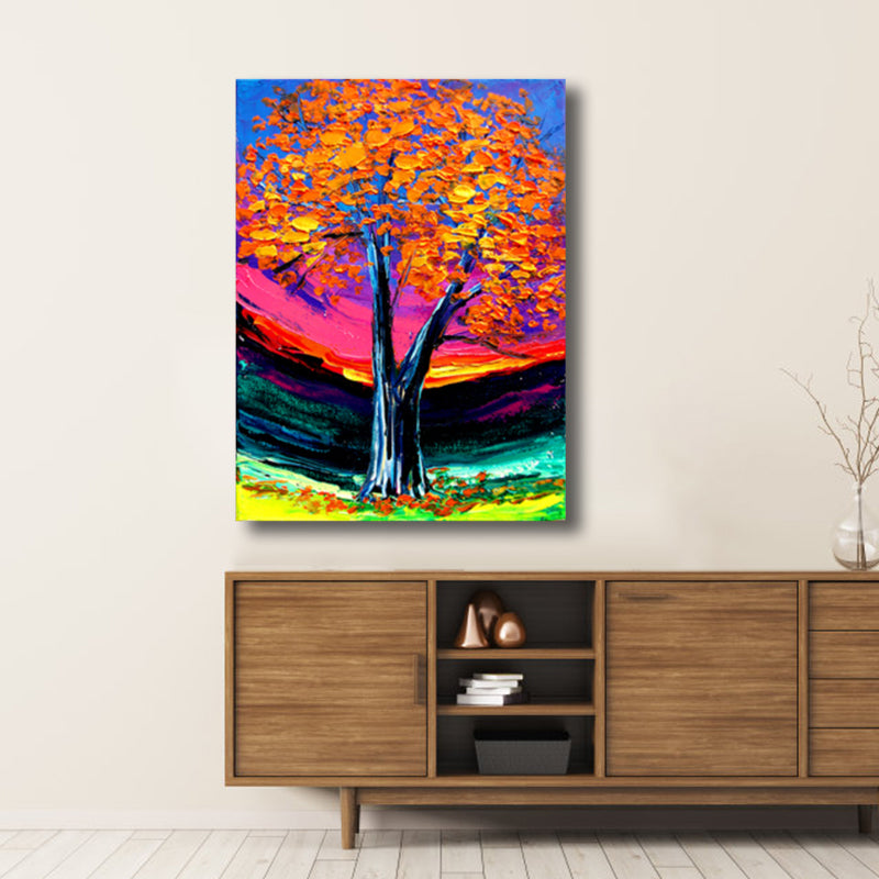 Magical Flower Tree Painting Light Color Modern Art Style Wall Decor for Dining Room