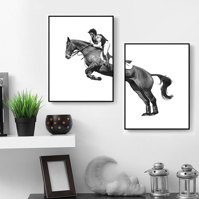 Horseback Riding Woman Canvas Textured Contemporary House Interior Wall Art Decor