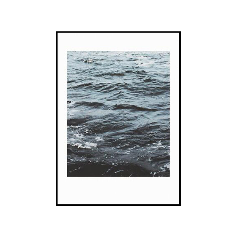 Photographic Print Ocean Water Canvas Modern Style Textured Wall Art in Blue for Home