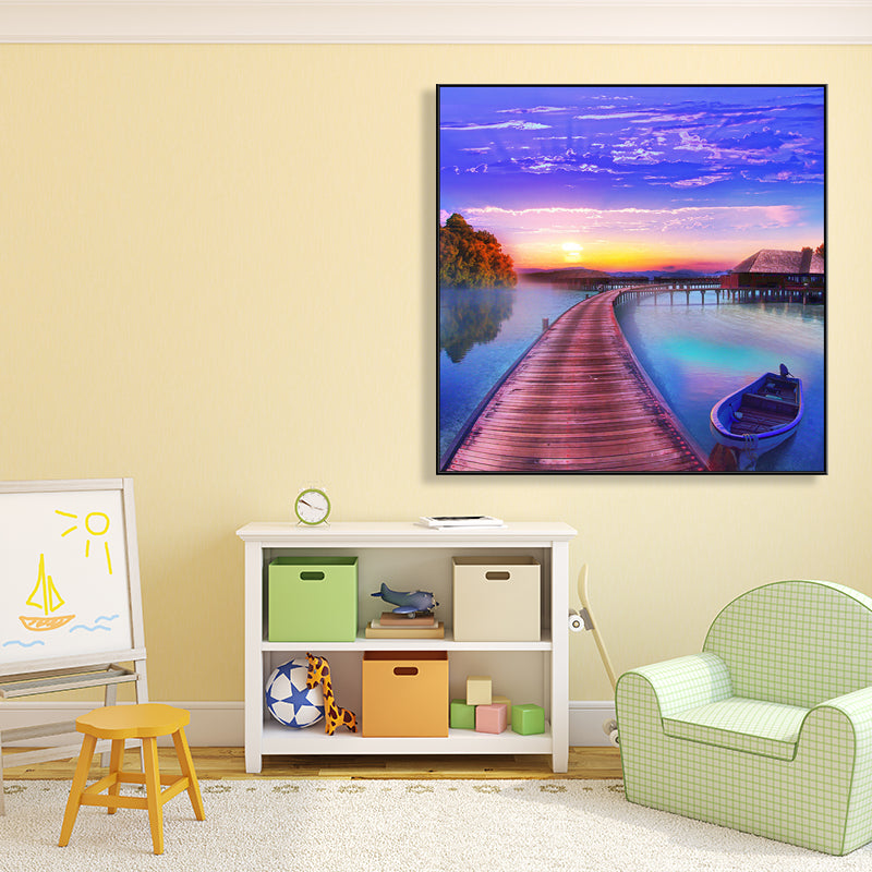 Boat and Sea View Painting for Bedroom in Pastel Color, Multiple Sizes Available