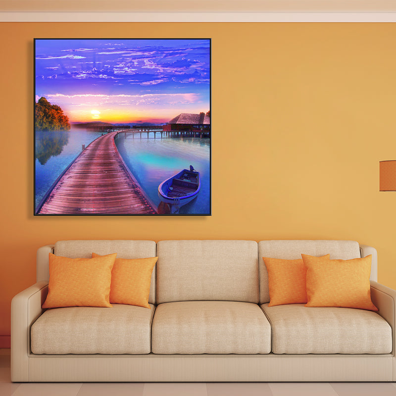 Boat and Sea View Painting for Bedroom in Pastel Color, Multiple Sizes Available