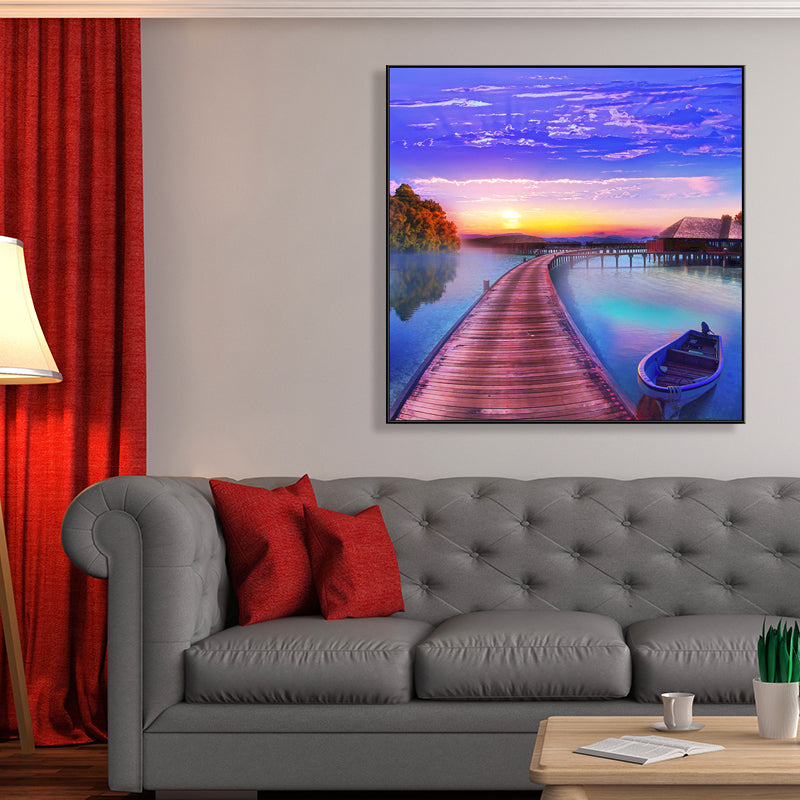 Boat and Sea View Painting for Bedroom in Pastel Color, Multiple Sizes Available