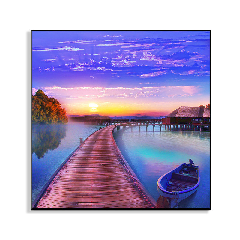 Boat and Sea View Painting for Bedroom in Pastel Color, Multiple Sizes Available