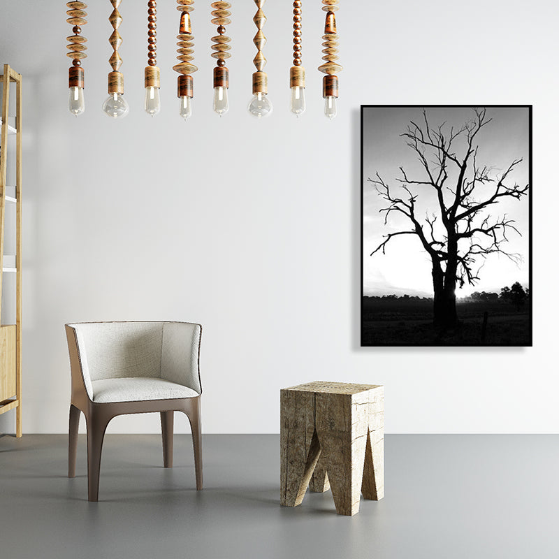 Black Bare Tree Wall Art Botanics Contemporary Textured Canvas Print for Living Room