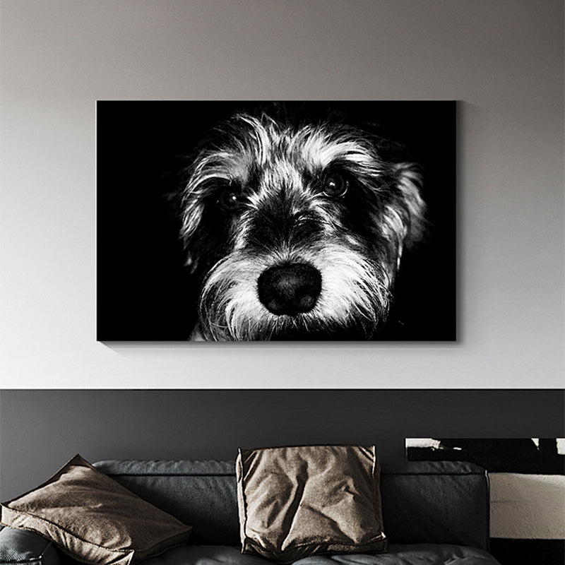 Vintage Pet Dog Canvas Print Light Color Textured Wall Art Decor for Living Room