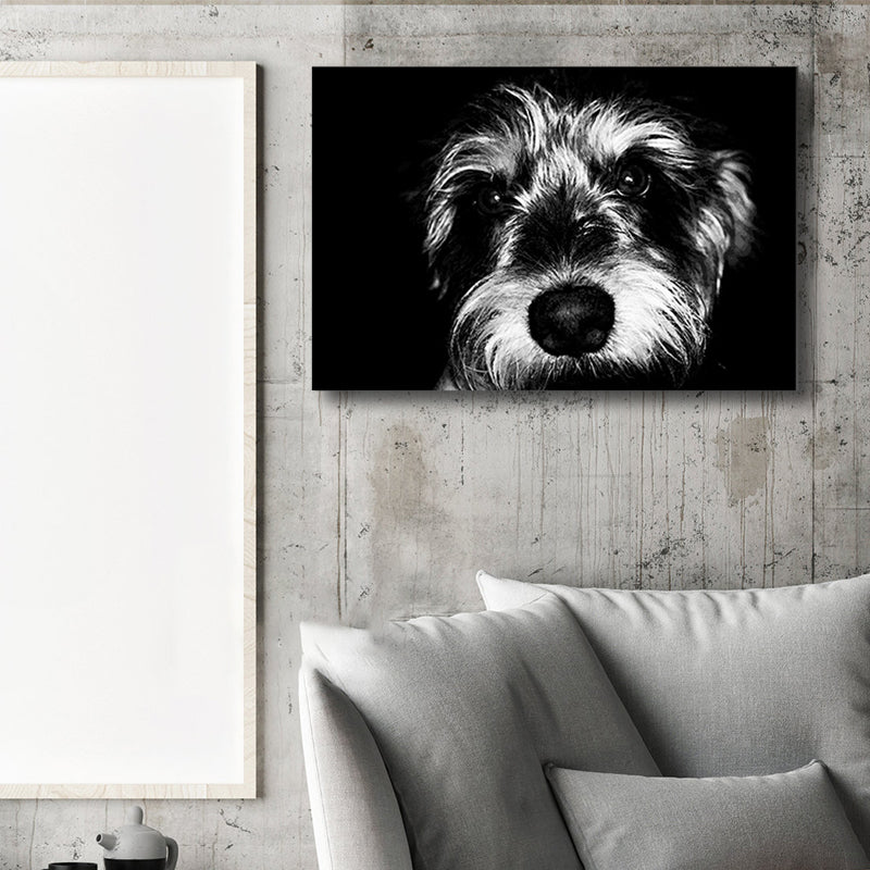 Vintage Pet Dog Canvas Print Light Color Textured Wall Art Decor for Living Room