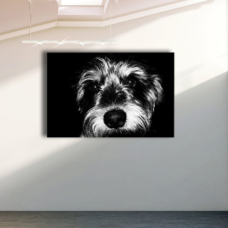 Vintage Pet Dog Canvas Print Light Color Textured Wall Art Decor for Living Room