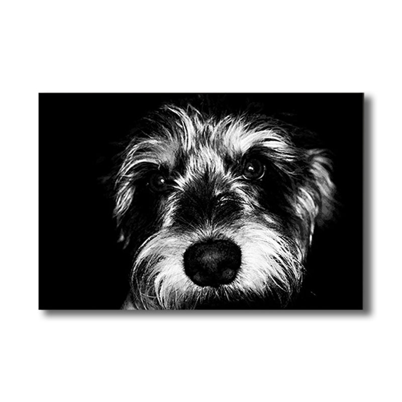 Vintage Pet Dog Canvas Print Light Color Textured Wall Art Decor for Living Room