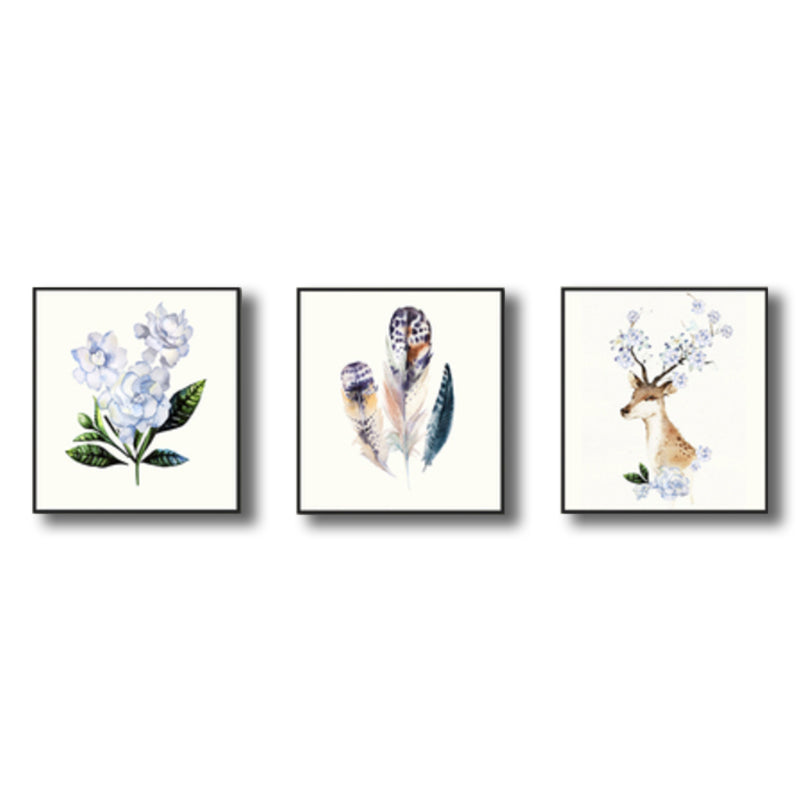 Flora and Fauna Wall Decor for Living Room in Purple, Multiple Sizes, Set of Three