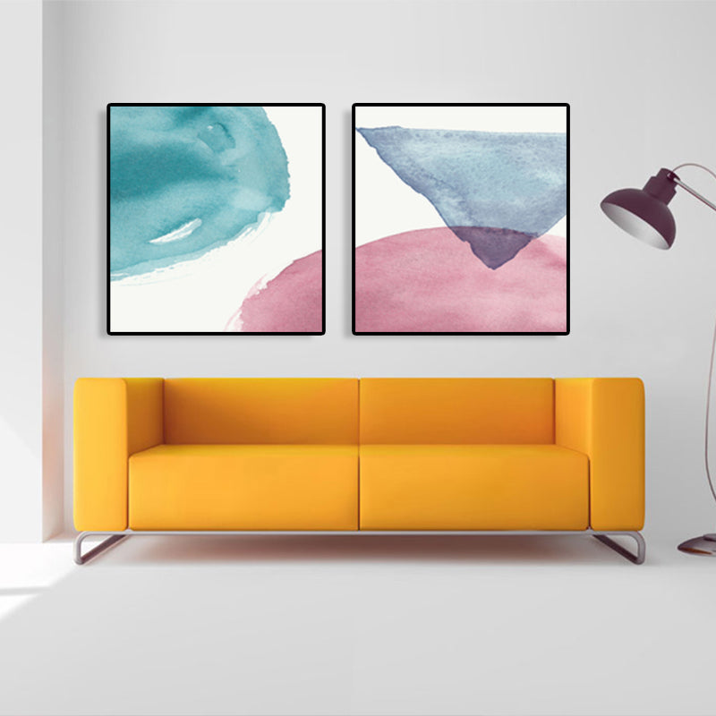 Modern Abstract Geometric Wall Art Soft Color Multi-Piece Canvas Print for Living Room