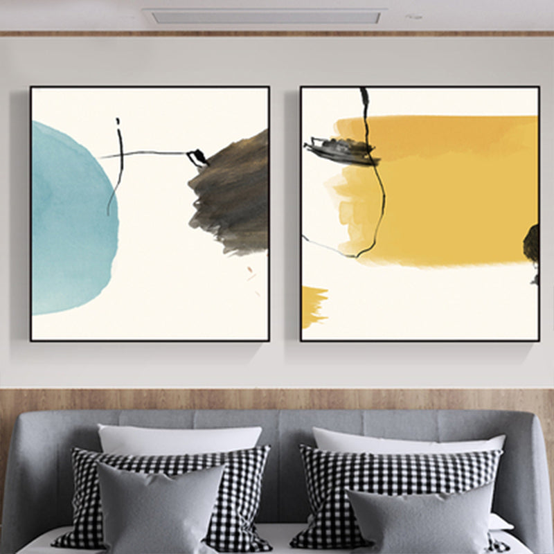 Modern Abstract Geometric Wall Art Soft Color Multi-Piece Canvas Print for Living Room