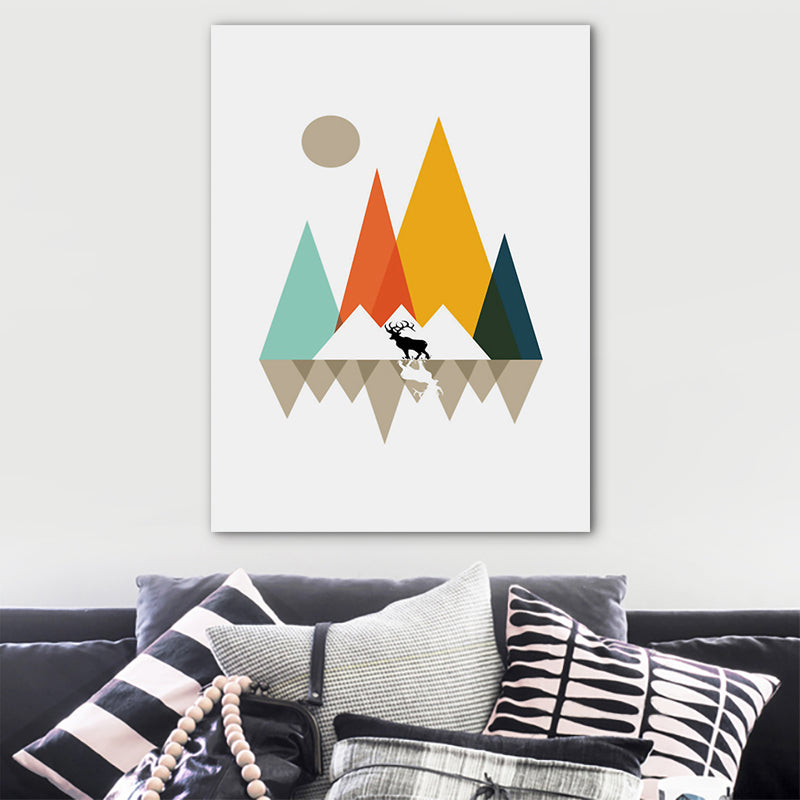 Pastel Color Nordic Wrapped Canvas Morning Mountains Wall Art Decor for Living Room