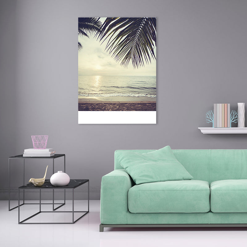 Contemporary Sea View Painting Canvas Textured Brown Wall Art Decor for Guest Room