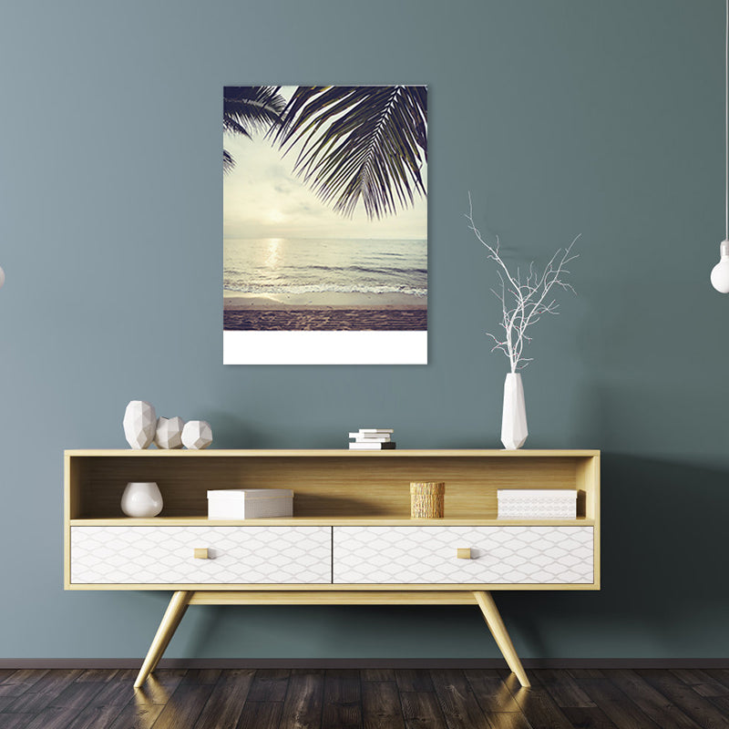 Contemporary Sea View Painting Canvas Textured Brown Wall Art Decor for Guest Room