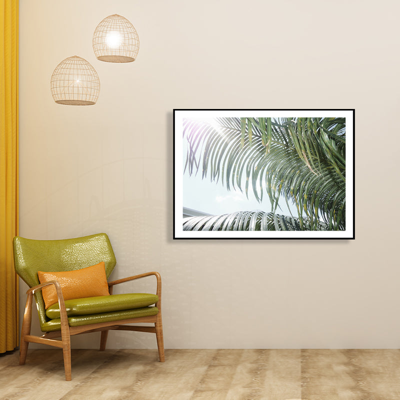 Photograph Print Palm Branch Canvas Green Tropical Wall Art Decor for Sitting Room