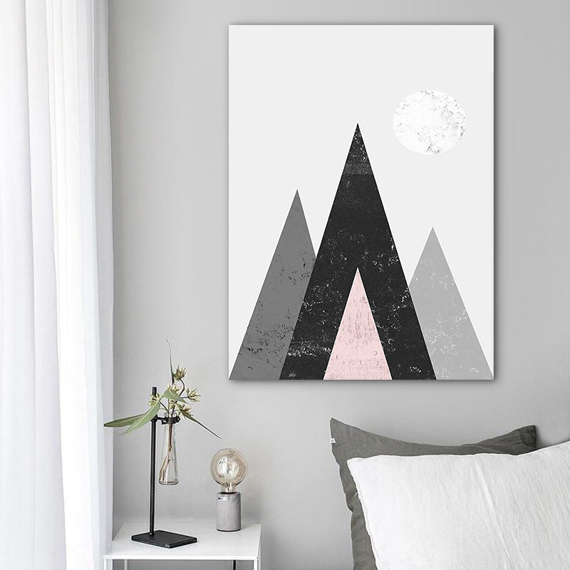 Rolling Mountains Wall Decor Pastel Color Scandinavian Style Canvas for Dining Room