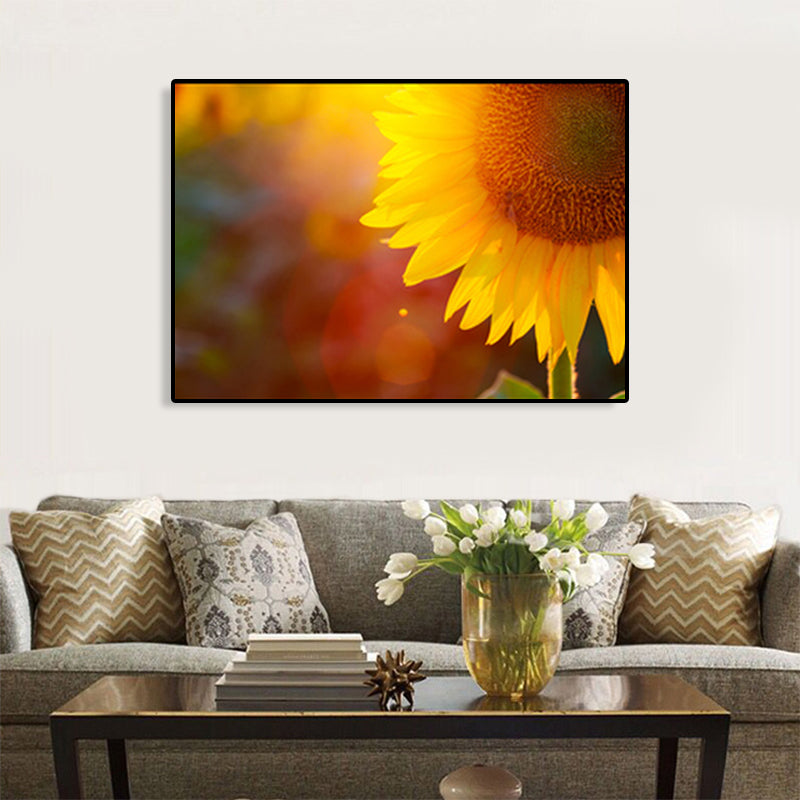 Textured Sunflower Canvas Art Modernism Wall Decor for Girls Bedroom, Multiple Sizes